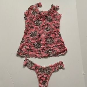 NWOT HANKY PANKY CAMI THONG SET PINK FLORAL